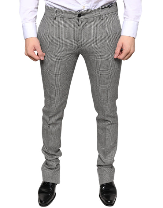 Dolce &amp; Gabbana Gray Check Tartan Wool Skinny Pants