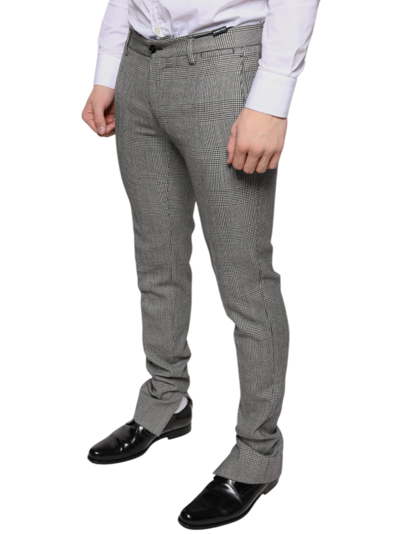 Dolce &amp; Gabbana Gray Check Tartan Wool Skinny Pants