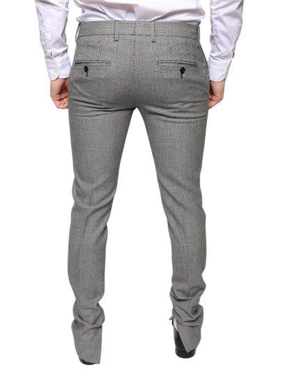 Dolce &amp; Gabbana Gray Check Tartan Wool Skinny Pants