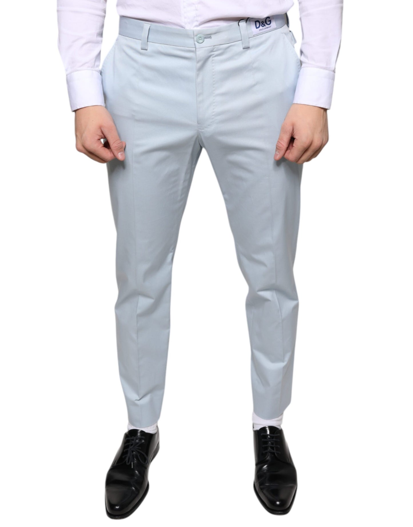Dolce &amp; Gabbana Light Blue Cotton Dress Pants