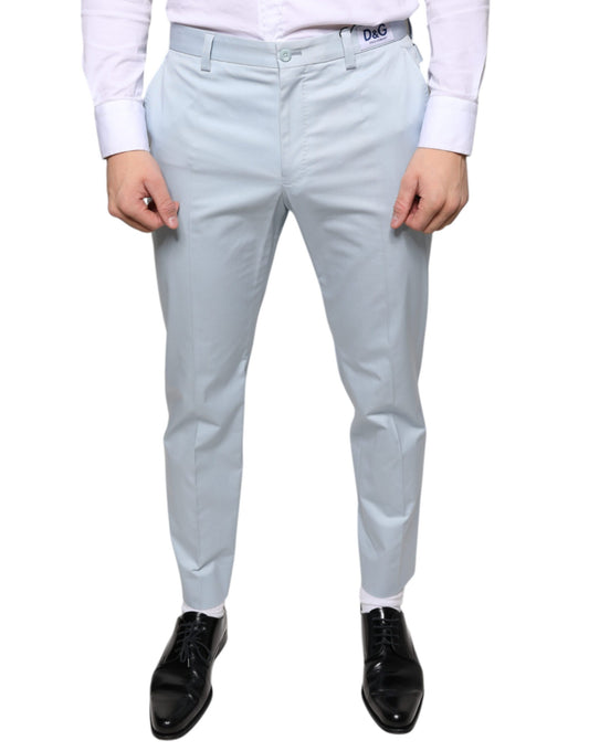 Dolce &amp; Gabbana Light Blue Cotton Dress Pants
