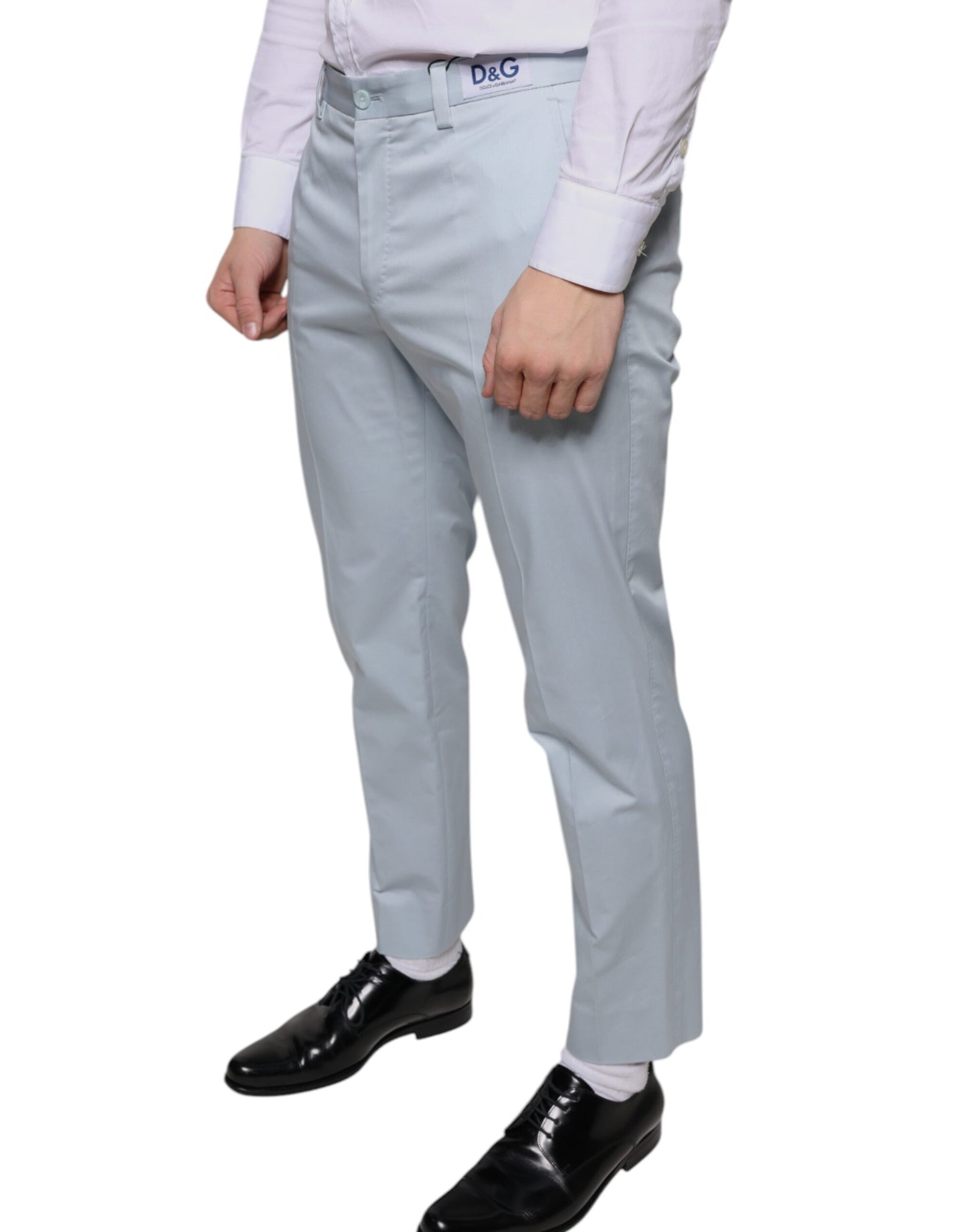 Dolce &amp; Gabbana Light Blue Cotton Dress Pants
