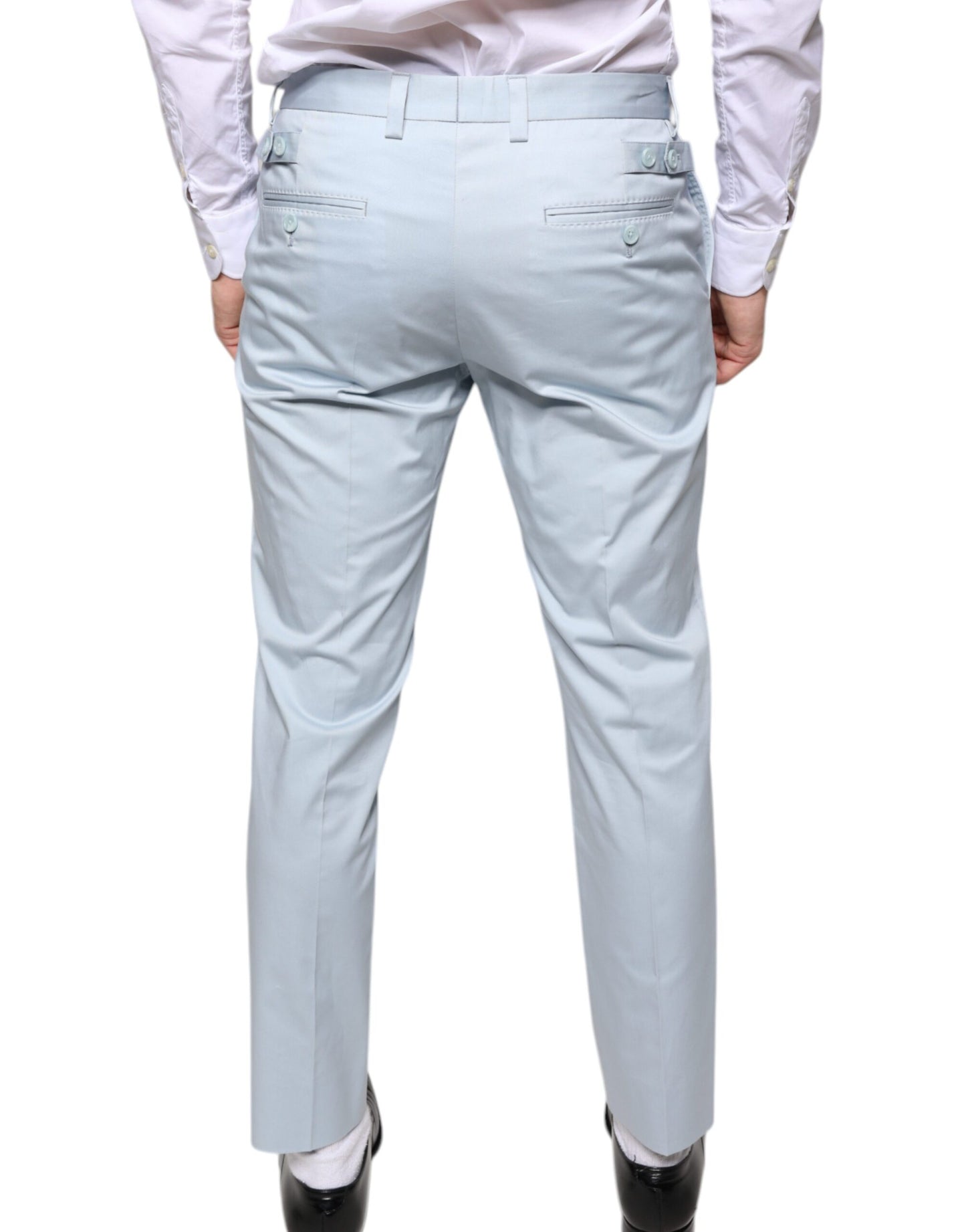 Dolce &amp; Gabbana Light Blue Cotton Dress Pants