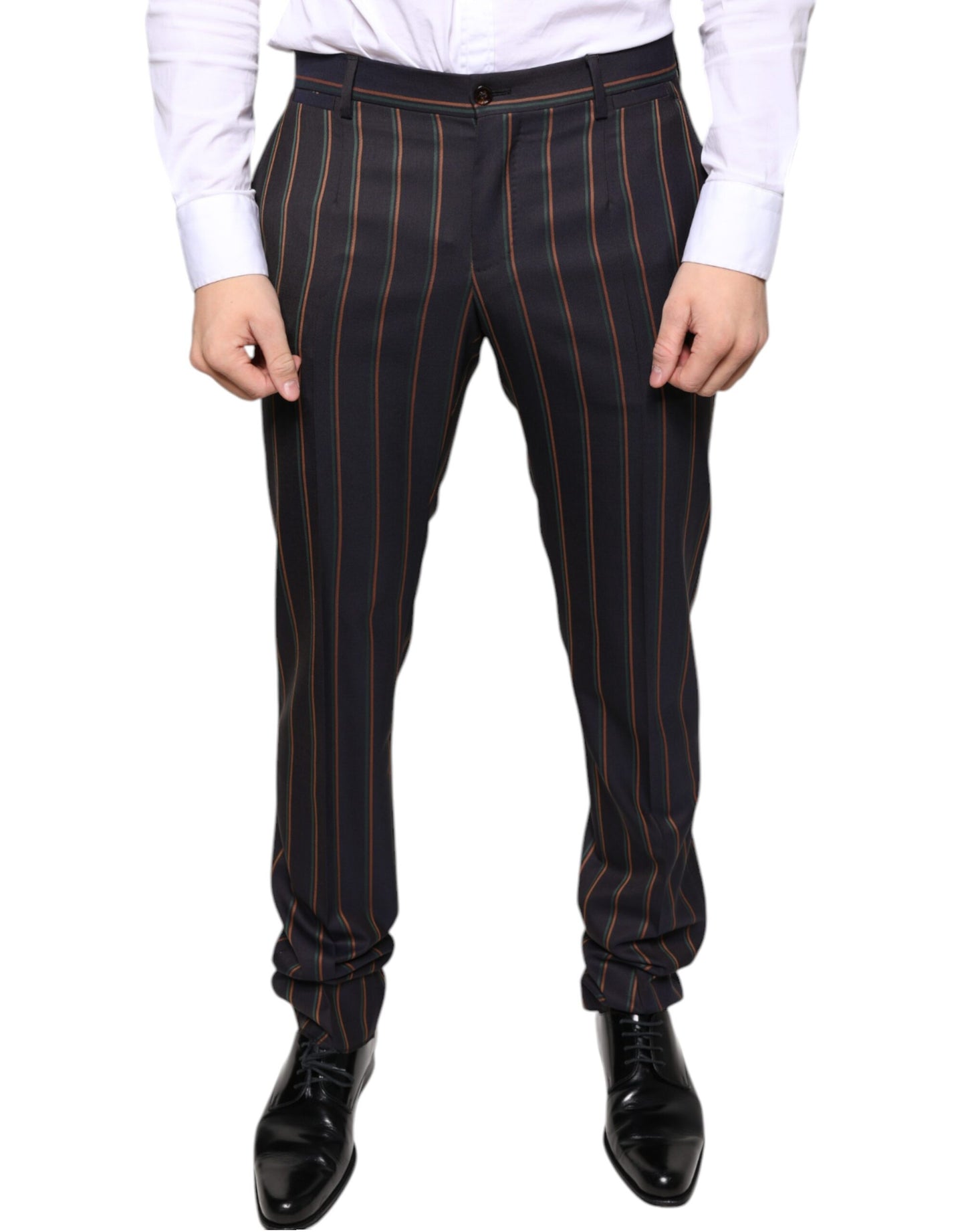 Dolce &amp; Gabbana Brown Stripes Skinny Men Dress Pants