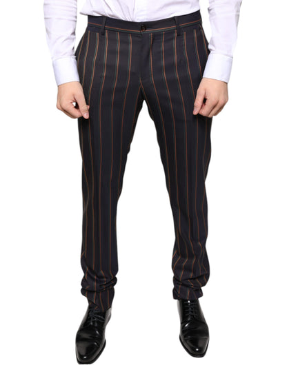 Dolce &amp; Gabbana Brown Stripes Skinny Men Dress Pants