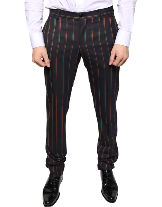 Dolce &amp; Gabbana Brown Stripes Skinny Men Dress Pants