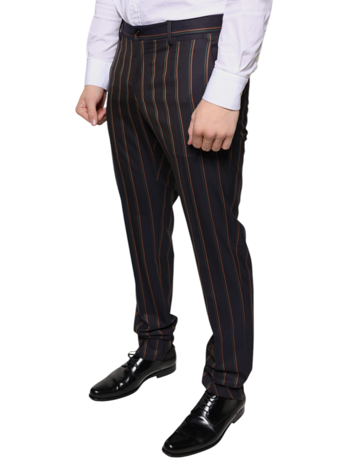 Dolce &amp; Gabbana Brown Stripes Skinny Men Dress Pants