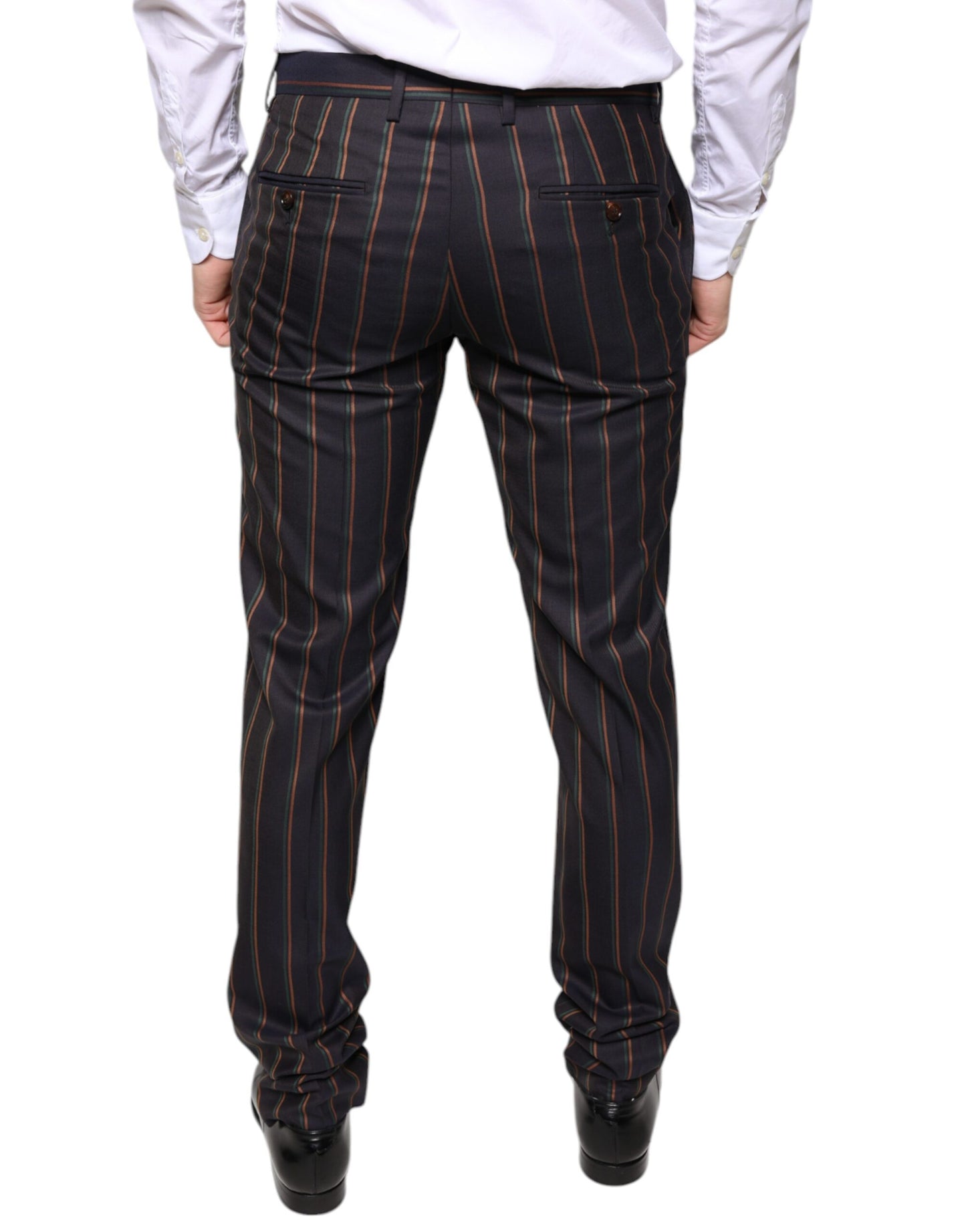 Dolce &amp; Gabbana Brown Stripes Skinny Men Dress Pants