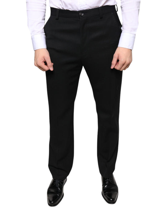 Dolce &amp; Gabbana Black Wool Skinny Men Dress Pants