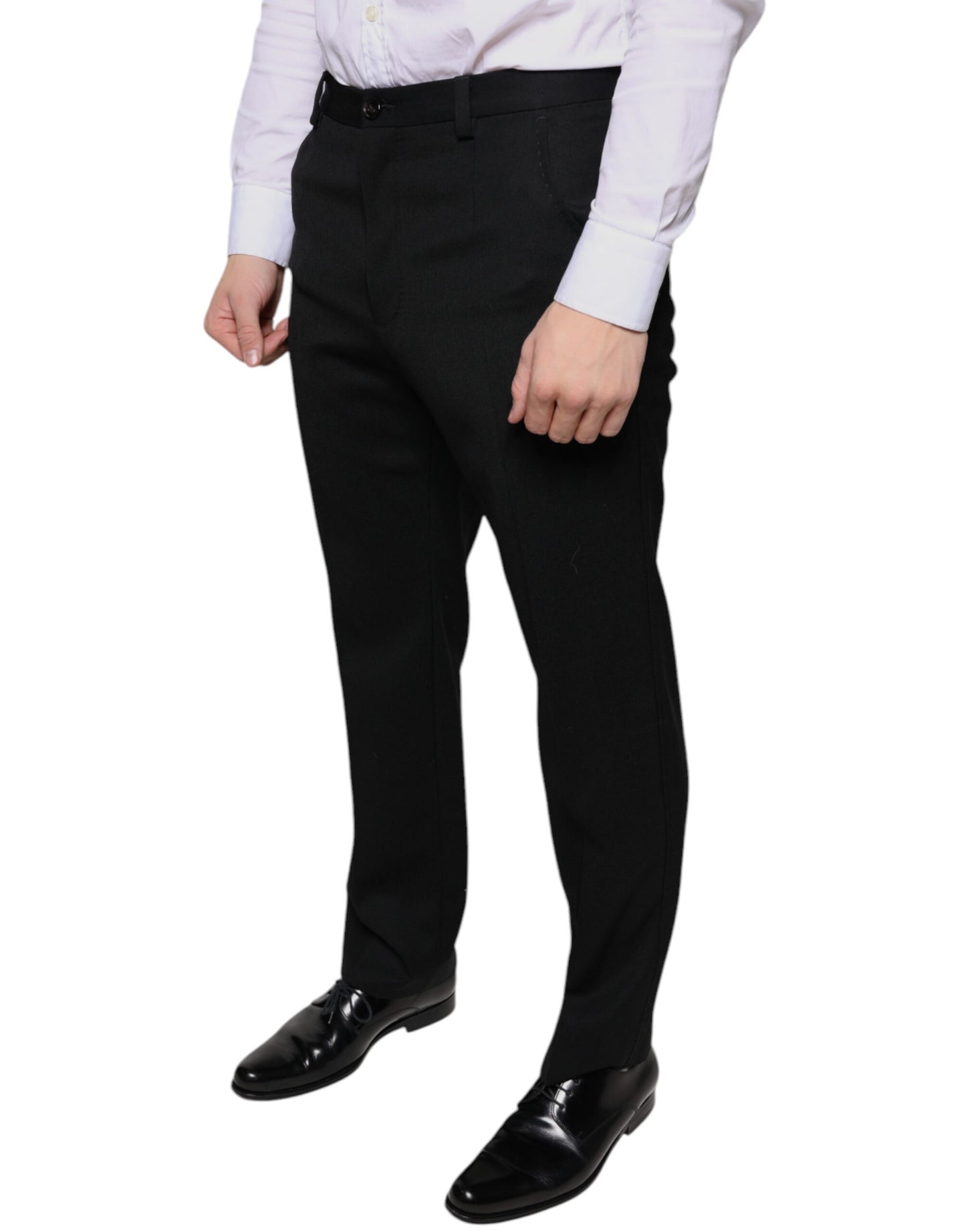 Dolce &amp; Gabbana Black Wool Skinny Men Dress Pants
