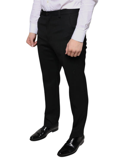 Dolce &amp; Gabbana Black Wool Skinny Men Dress Pants