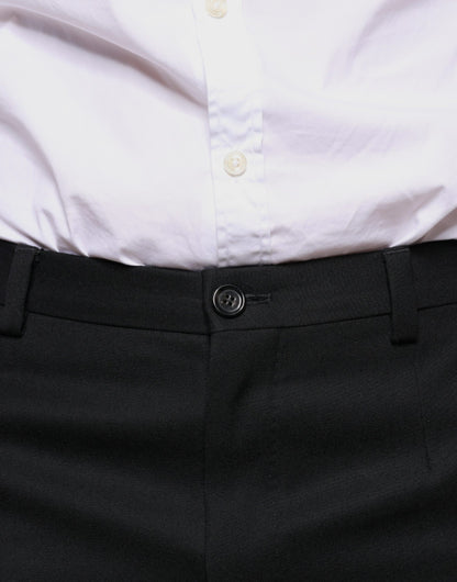Dolce &amp; Gabbana Black Wool Skinny Men Dress Pants