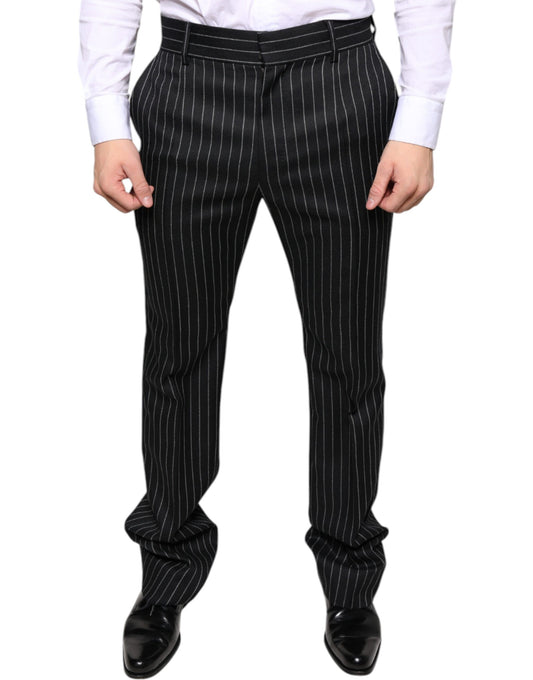 Dolce &amp; Gabbana Black Stripes Skinny Men Dress Pants