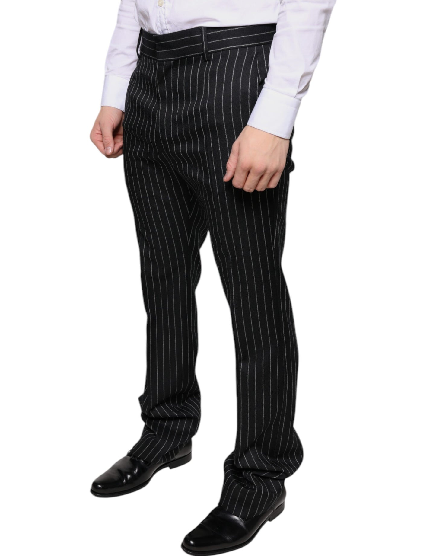 Dolce &amp; Gabbana Black Stripes Skinny Men Dress Pants