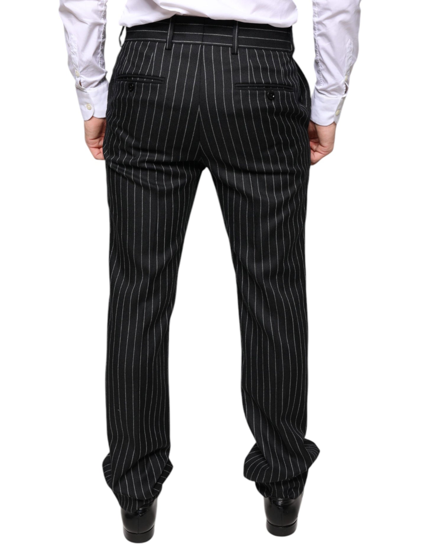 Dolce &amp; Gabbana Black Stripes Skinny Men Dress Pants