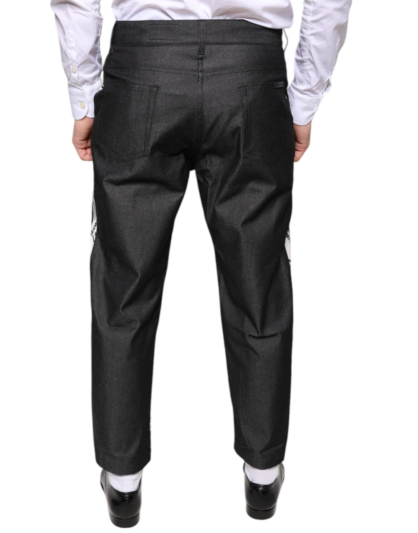 Dolce &amp; Gabbana Black Bandana Silk Dress Pants