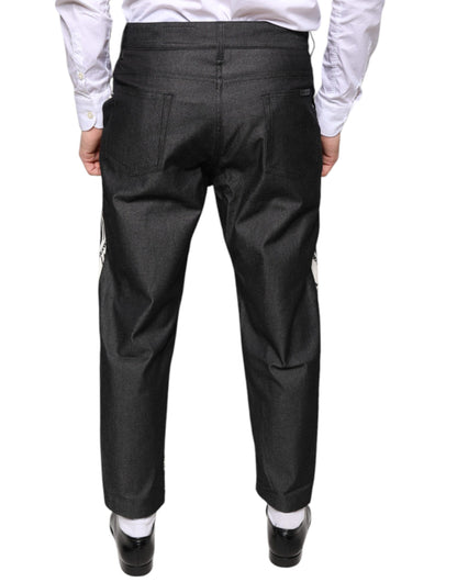 Dolce &amp; Gabbana Black Bandana Silk Dress Pants