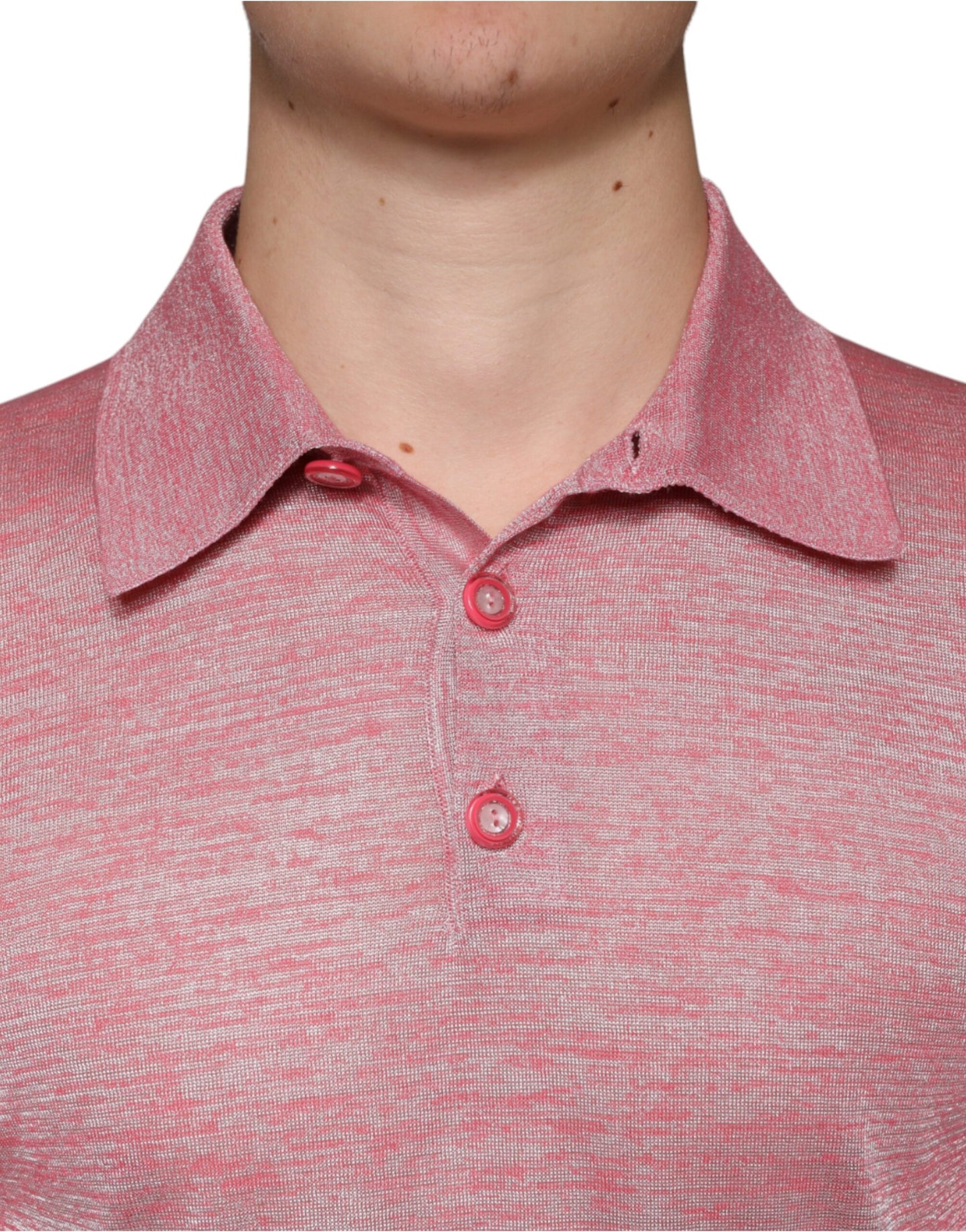 Dolce &amp; Gabbana Pink Polyester Long Sleeve Men Polo T-shirt