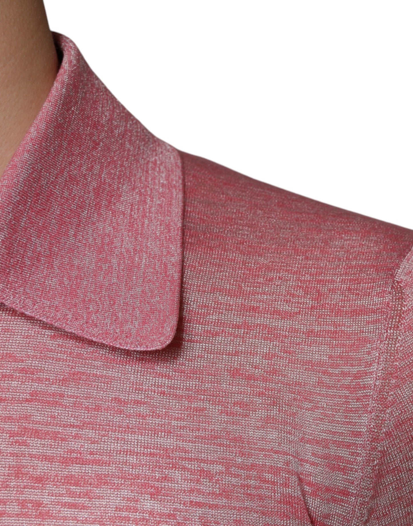 Dolce &amp; Gabbana Pink Polyester Long Sleeve Men Polo T-shirt