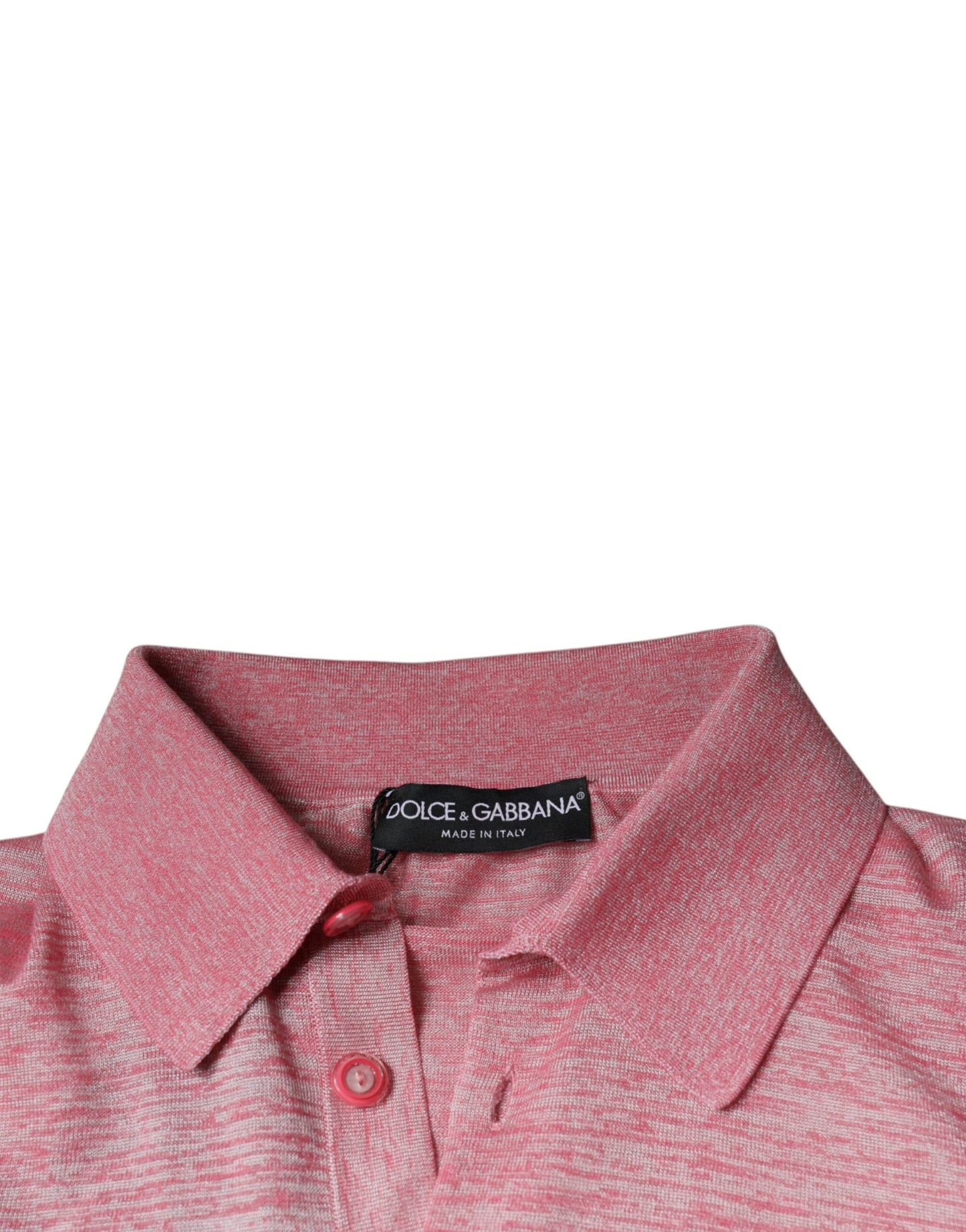 Dolce &amp; Gabbana Pink Polyester Long Sleeve Men Polo T-shirt