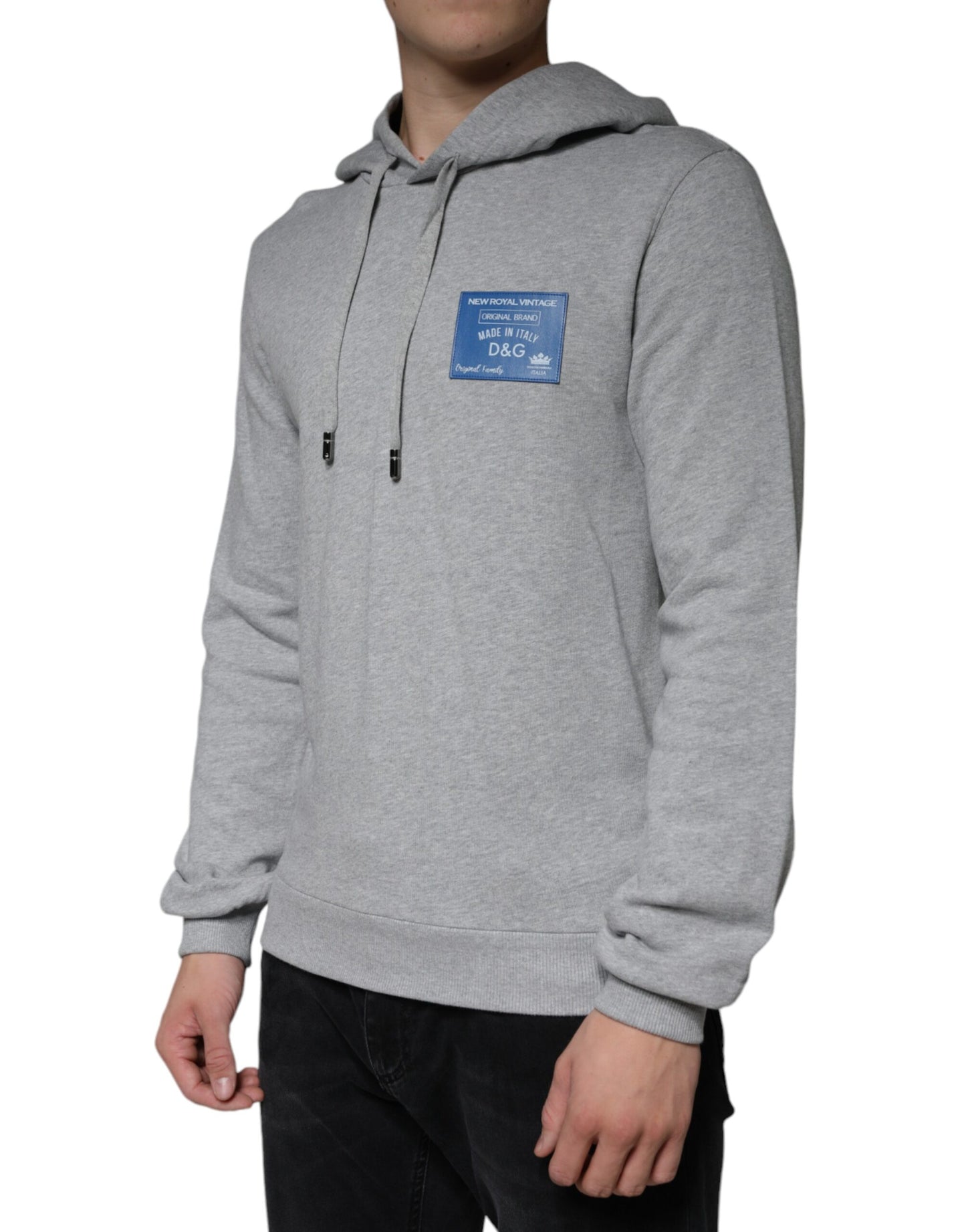 Dolce &amp; Gabbana Gray Cotton Logo Hooded Sweatshirt Sweater