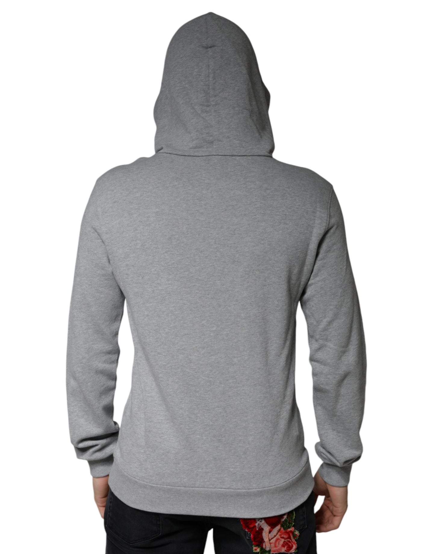 Dolce &amp; Gabbana Gray Cotton Logo Hooded Sweatshirt Sweater