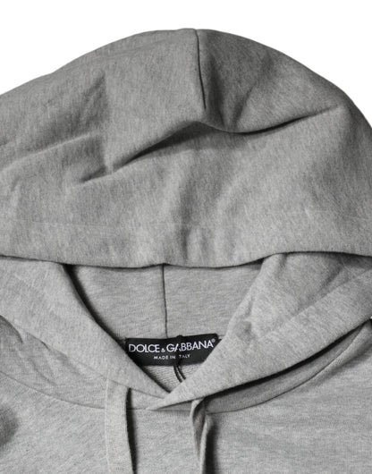 Dolce &amp; Gabbana Gray Cotton Logo Hooded Sweatshirt Sweater