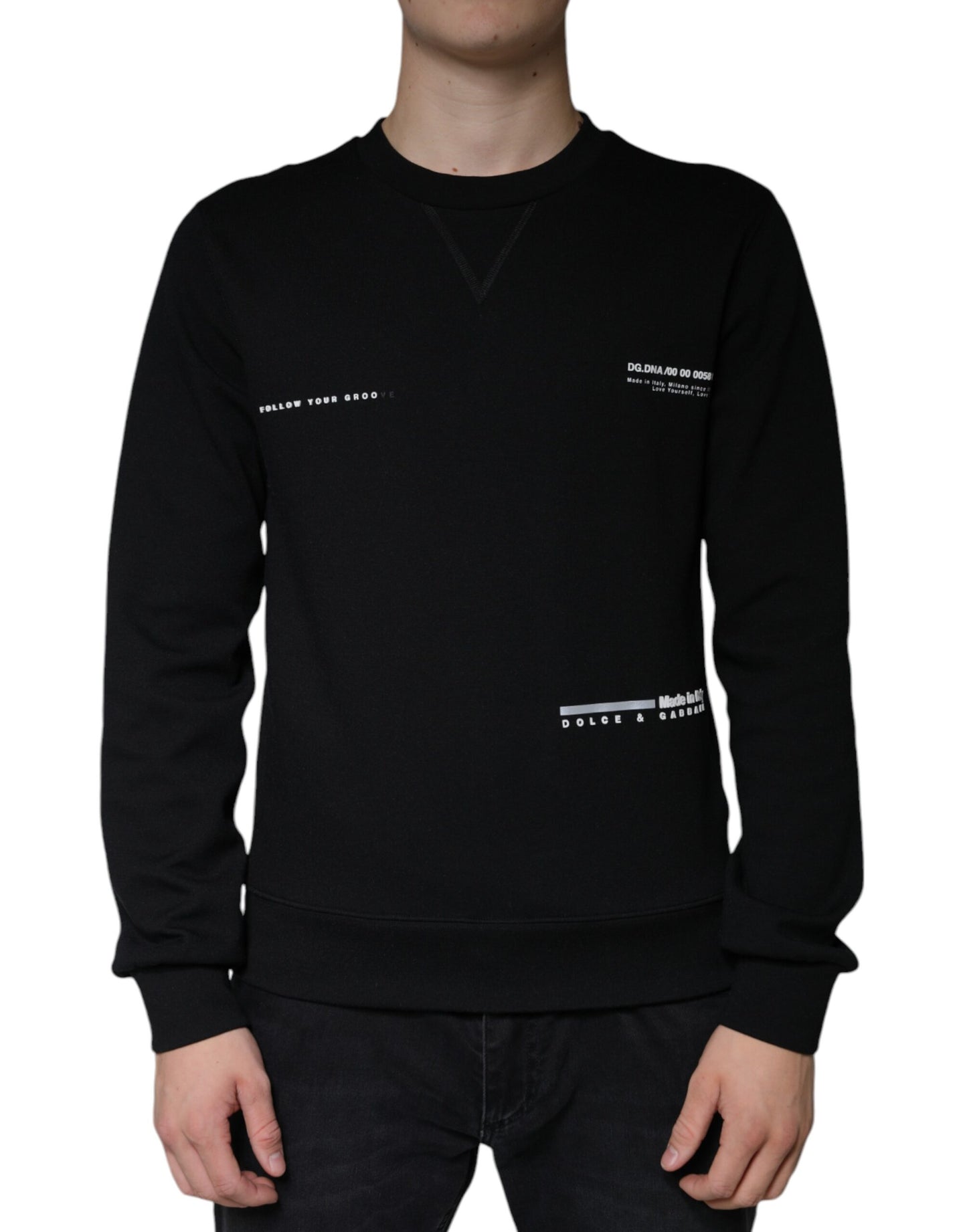 Dolce &amp; Gabbana Black Logo Print CrewNeck Sweatshirt Sweater