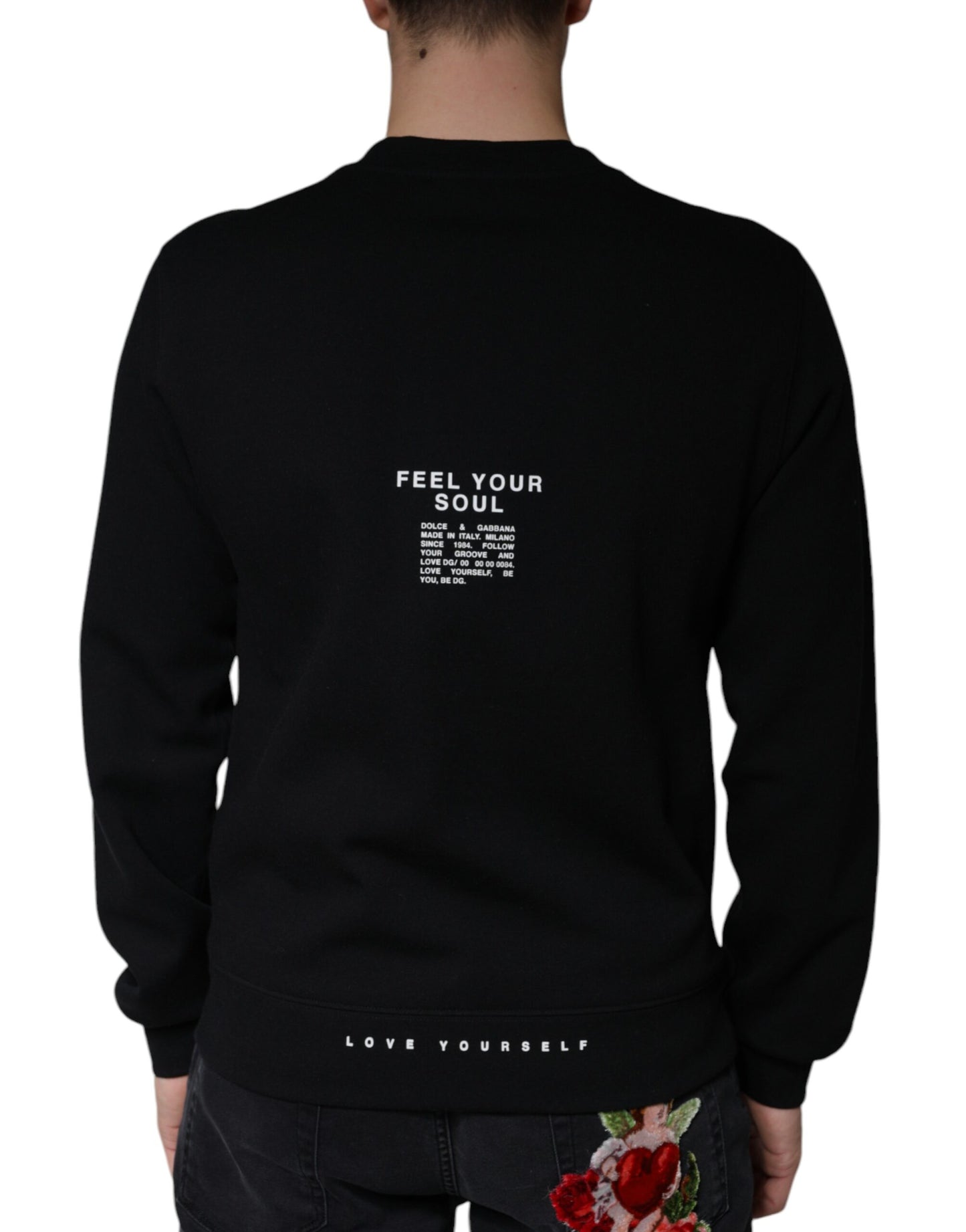 Dolce &amp; Gabbana Black Logo Print CrewNeck Sweatshirt Sweater