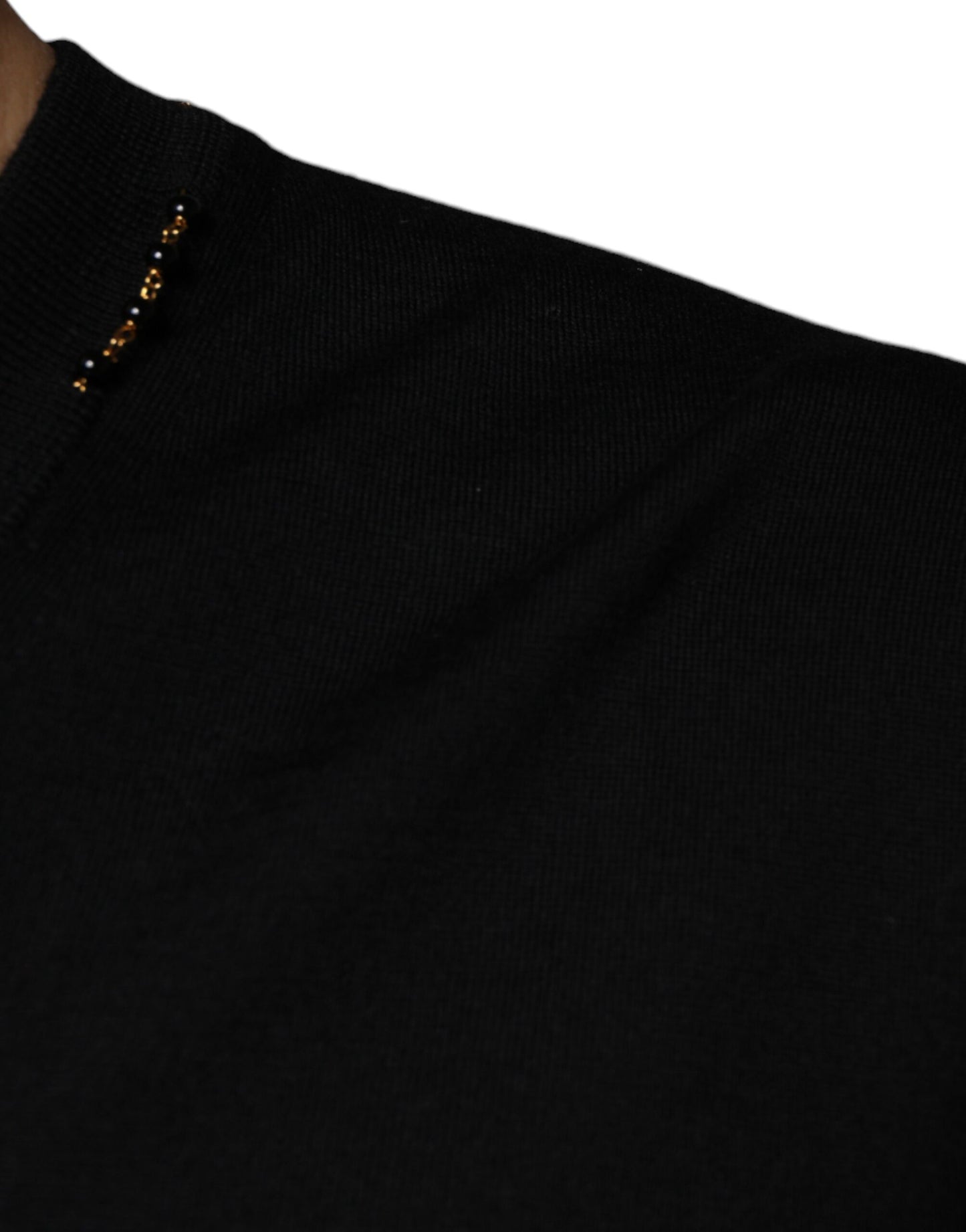 Dolce &amp; Gabbana Black Embellished V-neck Pullover Sweater