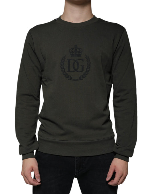 Dolce &amp; Gabbana Army Green DG Crown Crew Neck Pullover Sweater