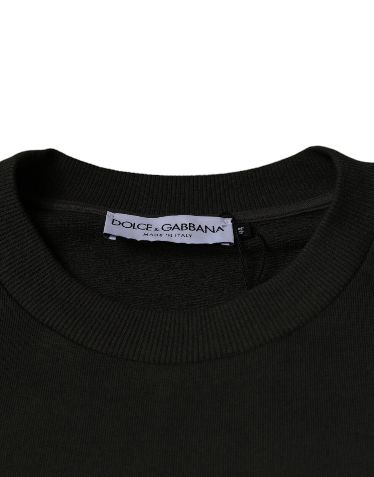 Dolce &amp; Gabbana Army Green DG Crown Crew Neck Pullover Sweater