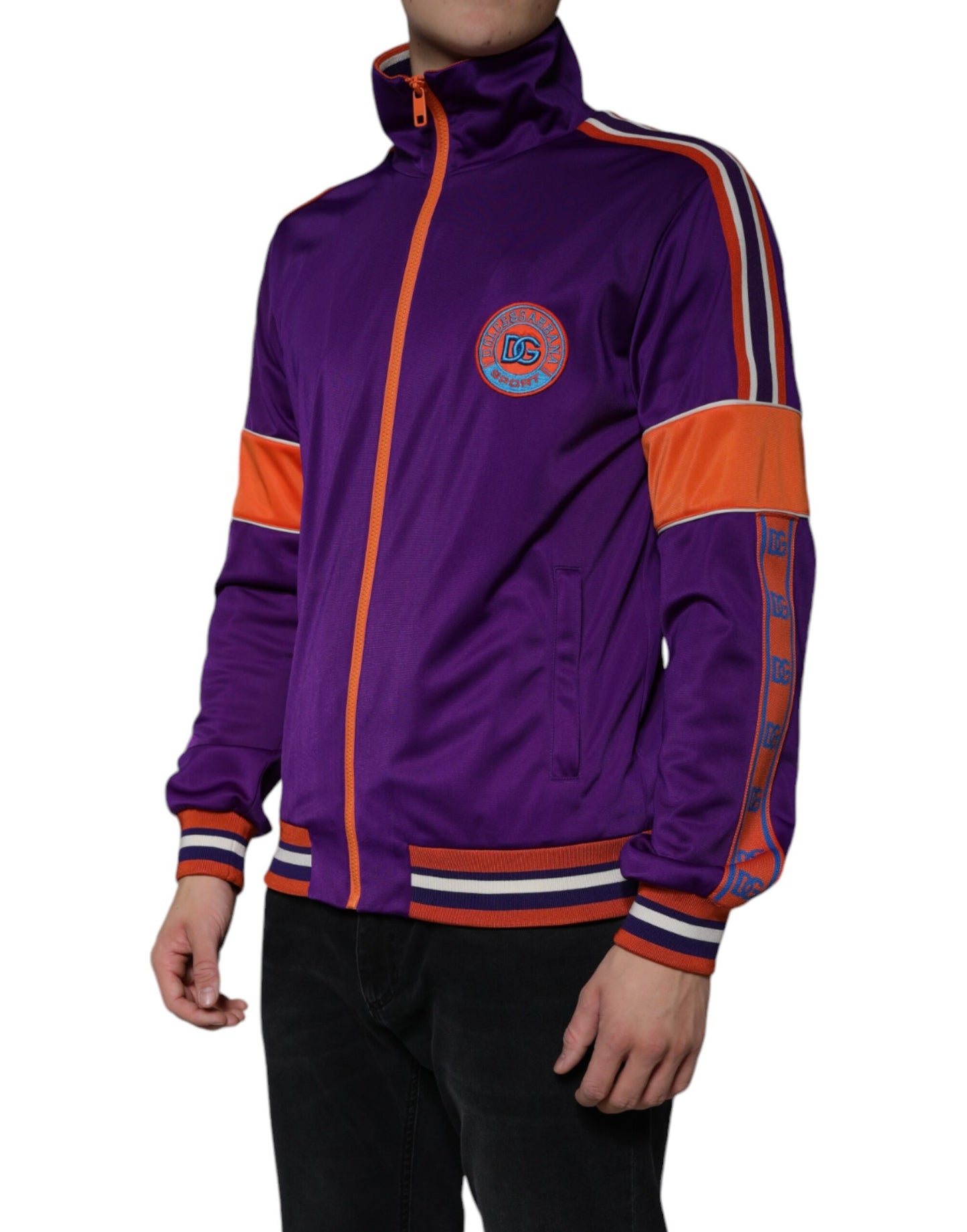 Dolce &amp; Gabbana Purple Polyester Full Zip Long Sleeve Sweater