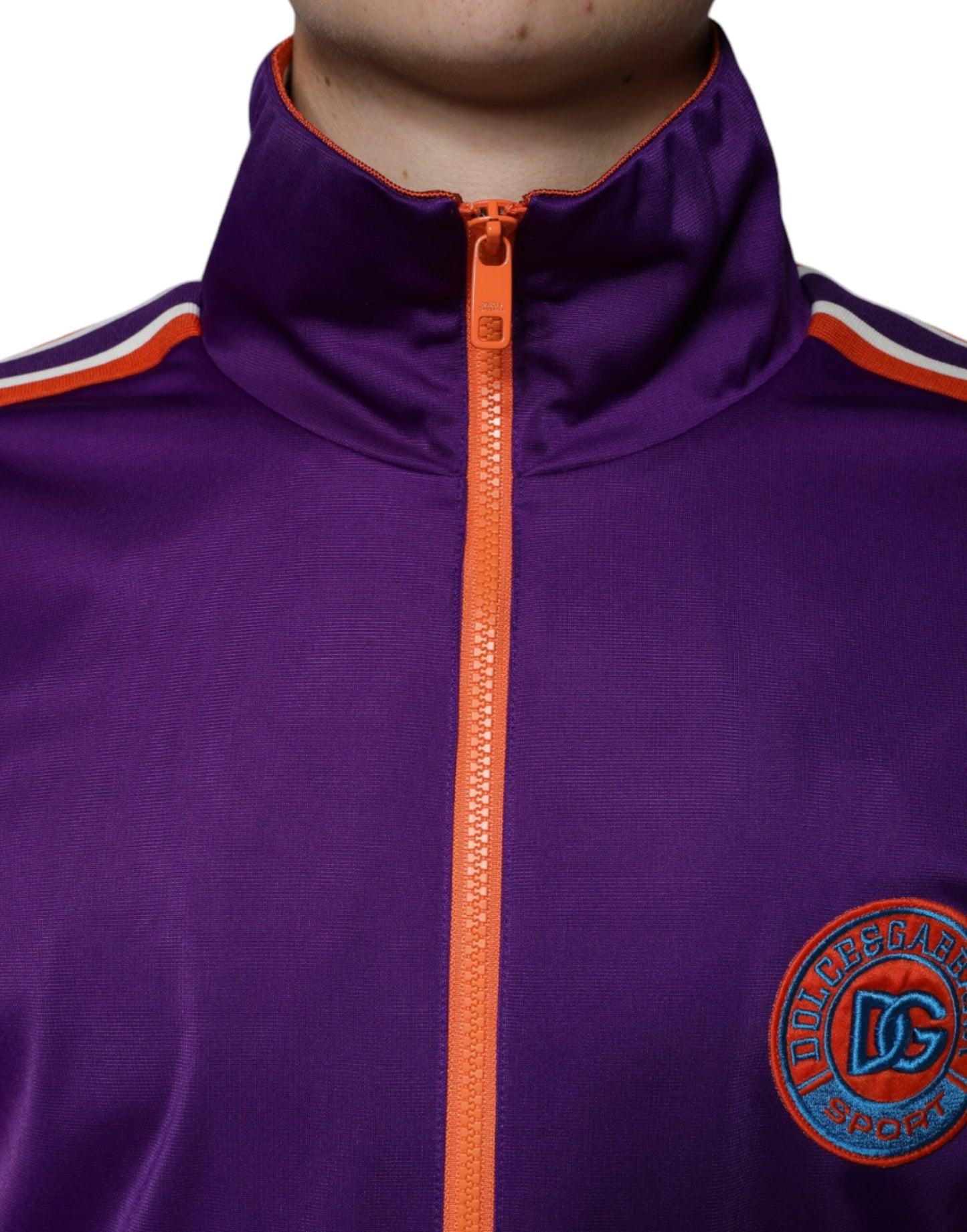 Dolce &amp; Gabbana Purple Polyester Full Zip Long Sleeve Sweater