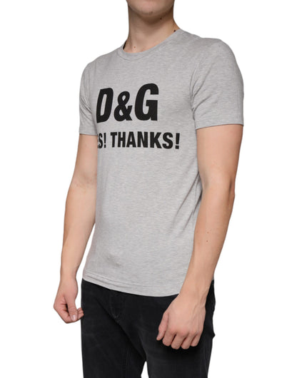 Dolce &amp; Gabbana Gray Logo Print Crewneck Short Sleeve T-shirt