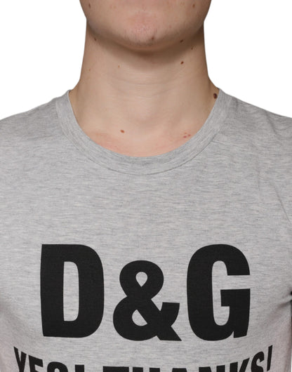 Dolce &amp; Gabbana Gray Logo Print Crewneck Short Sleeve T-shirt