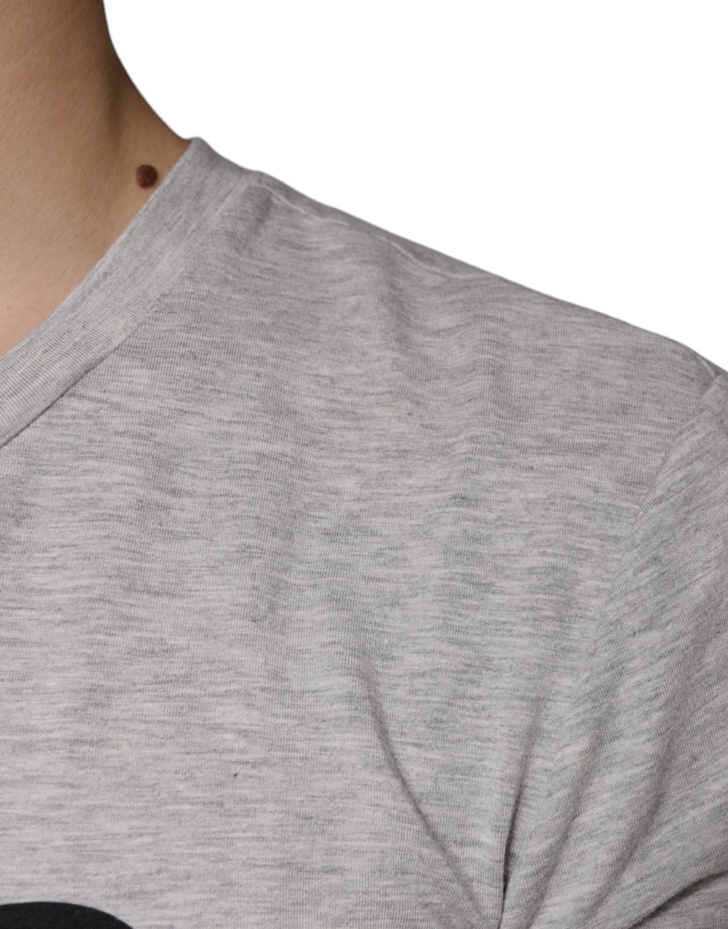 Dolce &amp; Gabbana Gray Logo Print Crewneck Short Sleeve T-shirt