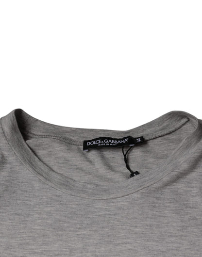 Dolce &amp; Gabbana Gray Logo Print Crewneck Short Sleeve T-shirt