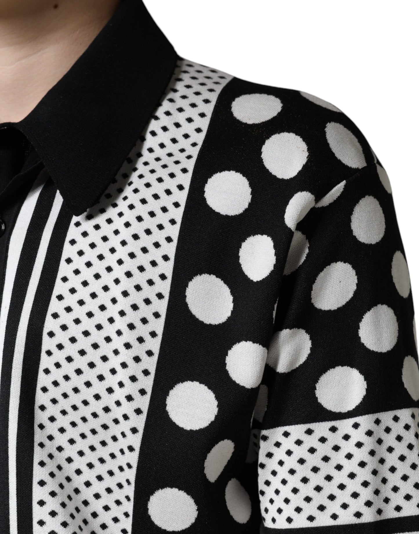 Dolce &amp; Gabbana Black White Polka Dot Collared Polo T-shirt