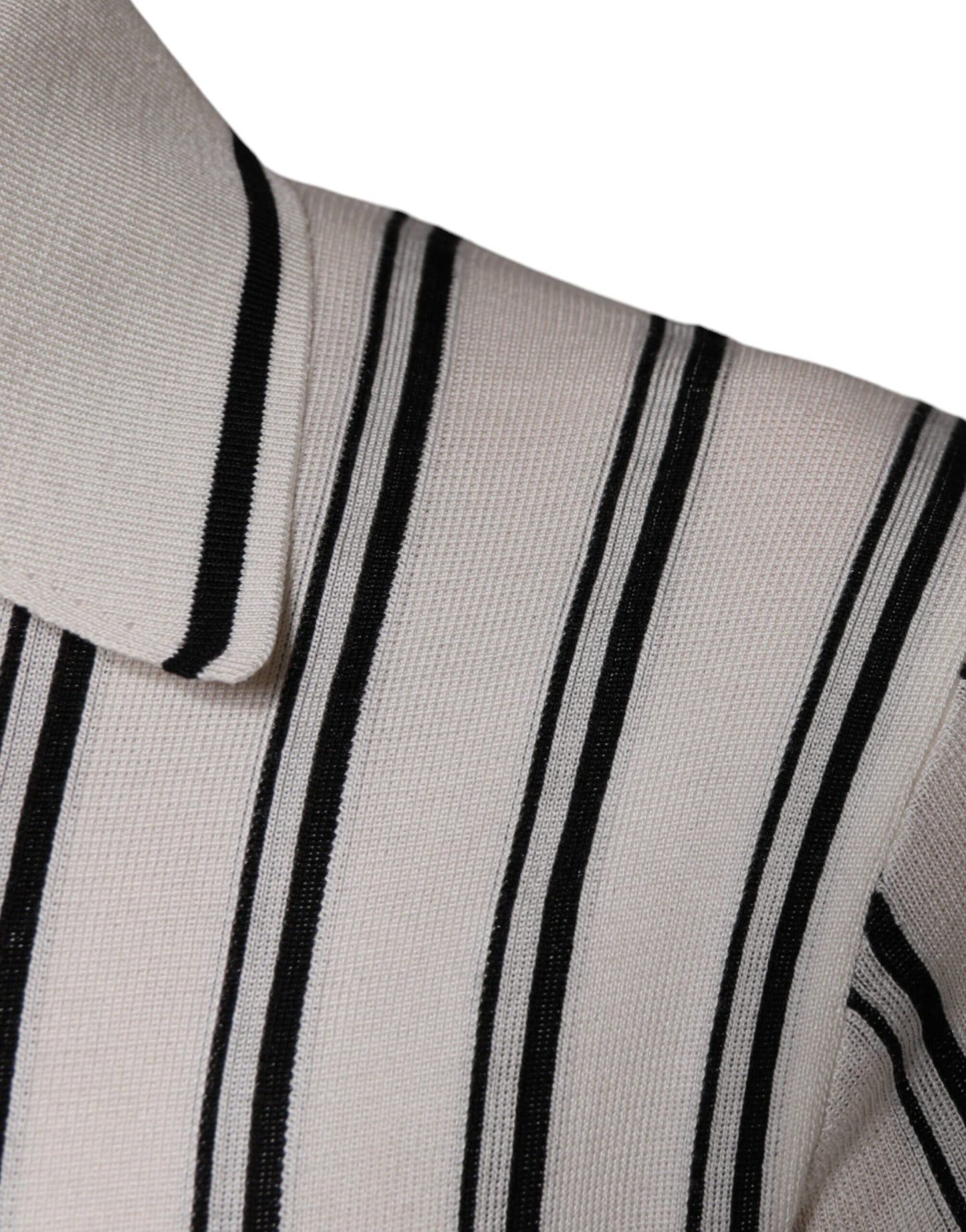 Dolce &amp; Gabbana White Black Stripe Polo Short Sleeve T-shirt