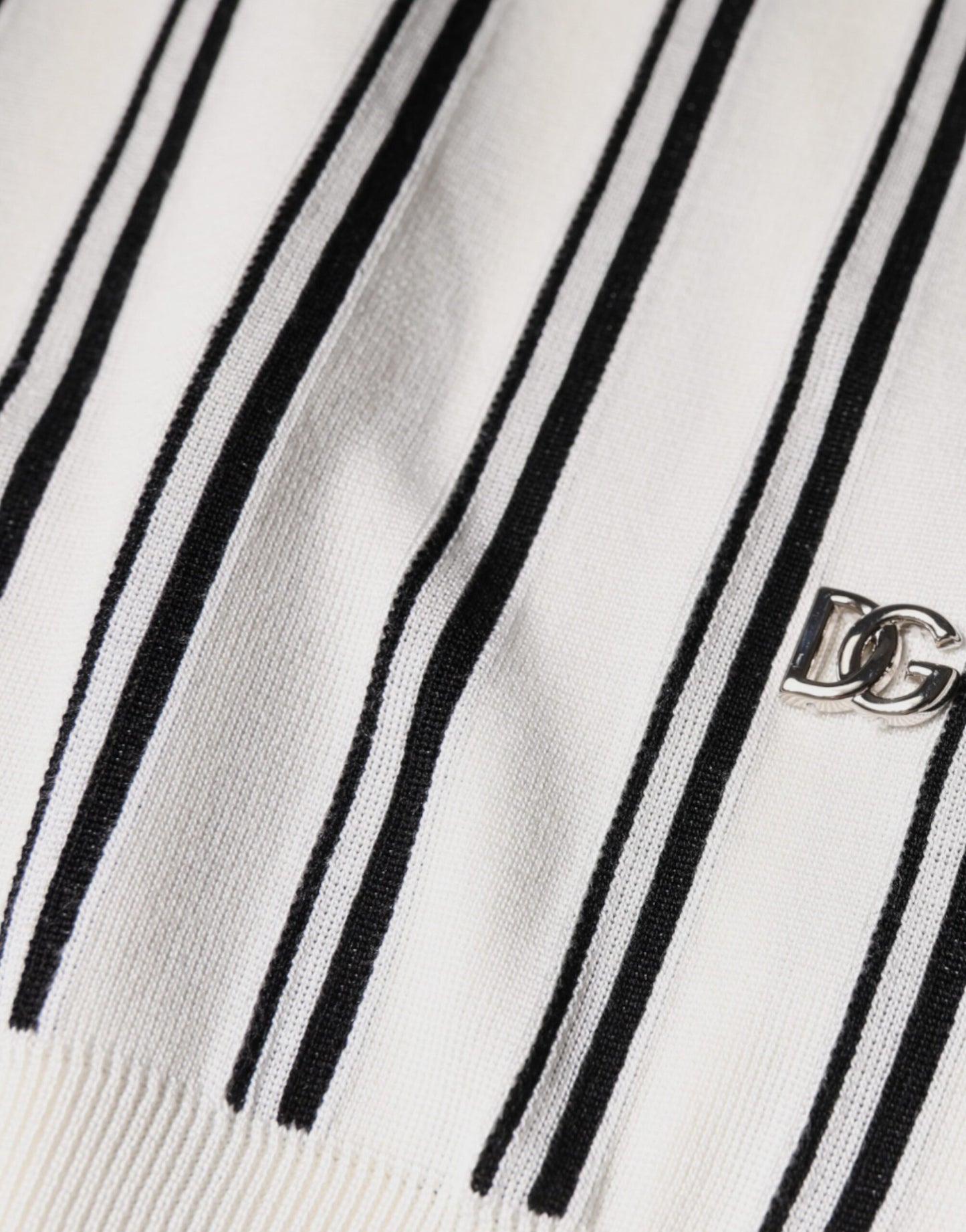 Dolce &amp; Gabbana White Black Stripe Polo Short Sleeve T-shirt