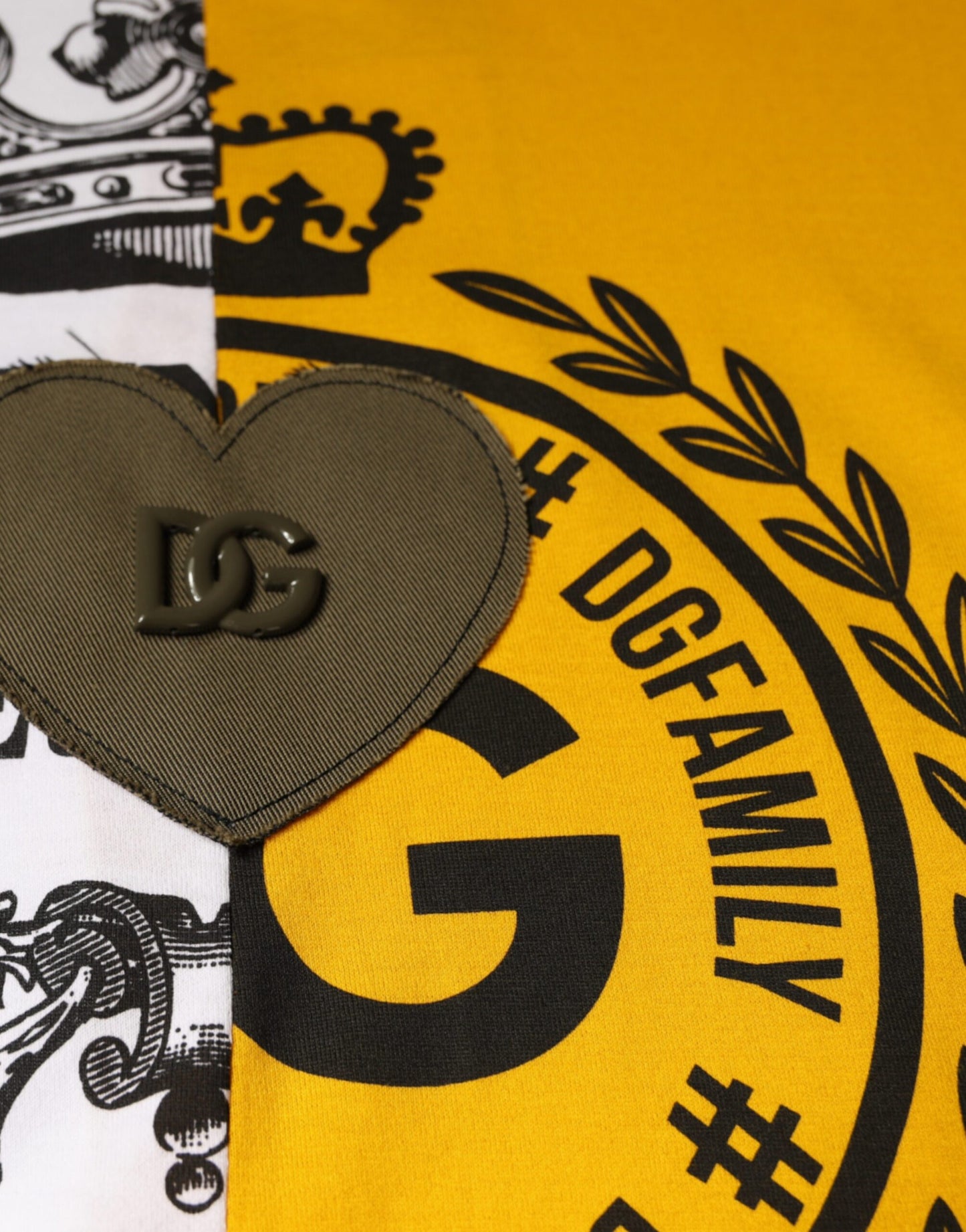 Dolce &amp; Gabbana White Yellow Logo Print Short Sleeve T-shirt
