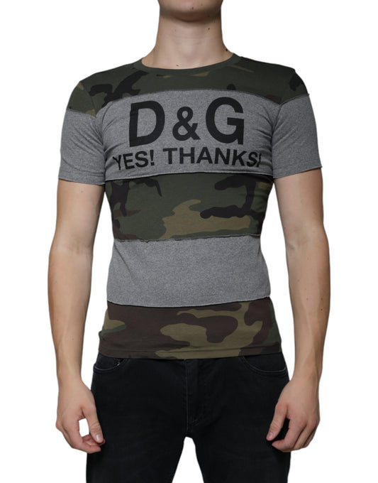 Dolce &amp; Gabbana Multicolor Camouflage Cotton Crew Neck T-shirt