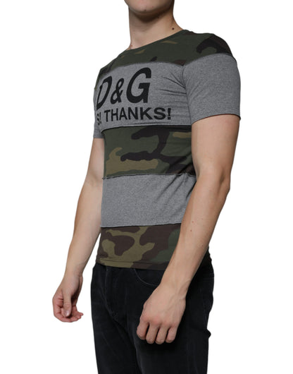 Dolce &amp; Gabbana Multicolor Camouflage Cotton Crew Neck T-shirt