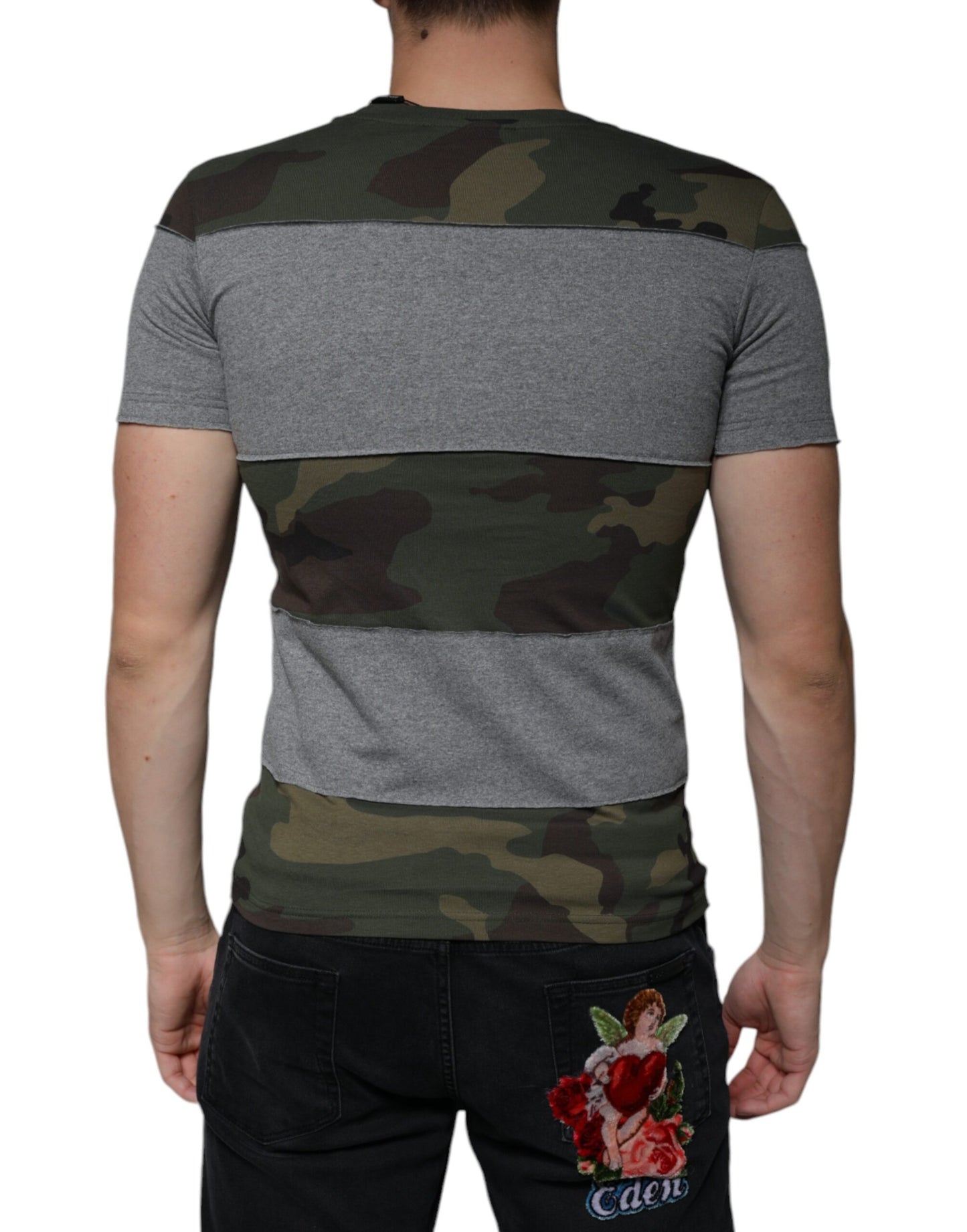 Dolce &amp; Gabbana Multicolor Camouflage Cotton Crew Neck T-shirt
