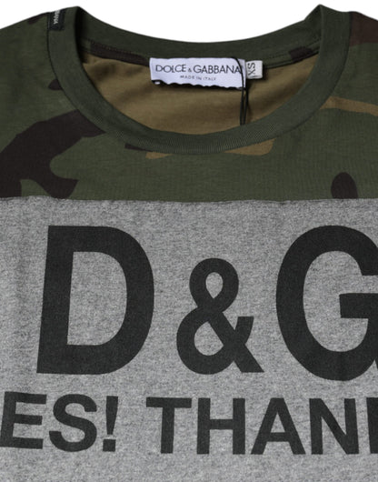 Dolce &amp; Gabbana Multicolor Camouflage Cotton Crew Neck T-shirt