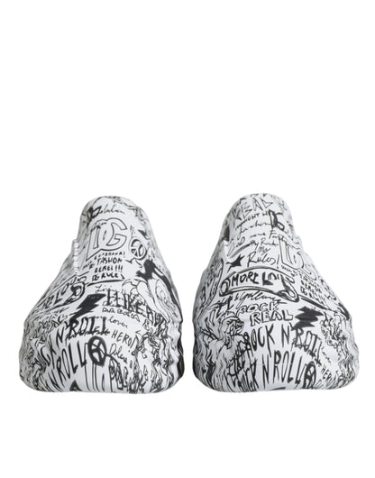Dolce &amp; Gabbana Daymaster Sneakers in Weiß und Schwarz mit Graffiti-Motiv