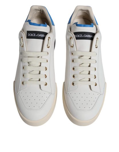 Dolce &amp; Gabbana Weiß Blau Perforierte Low Top Sneakers Schuhe