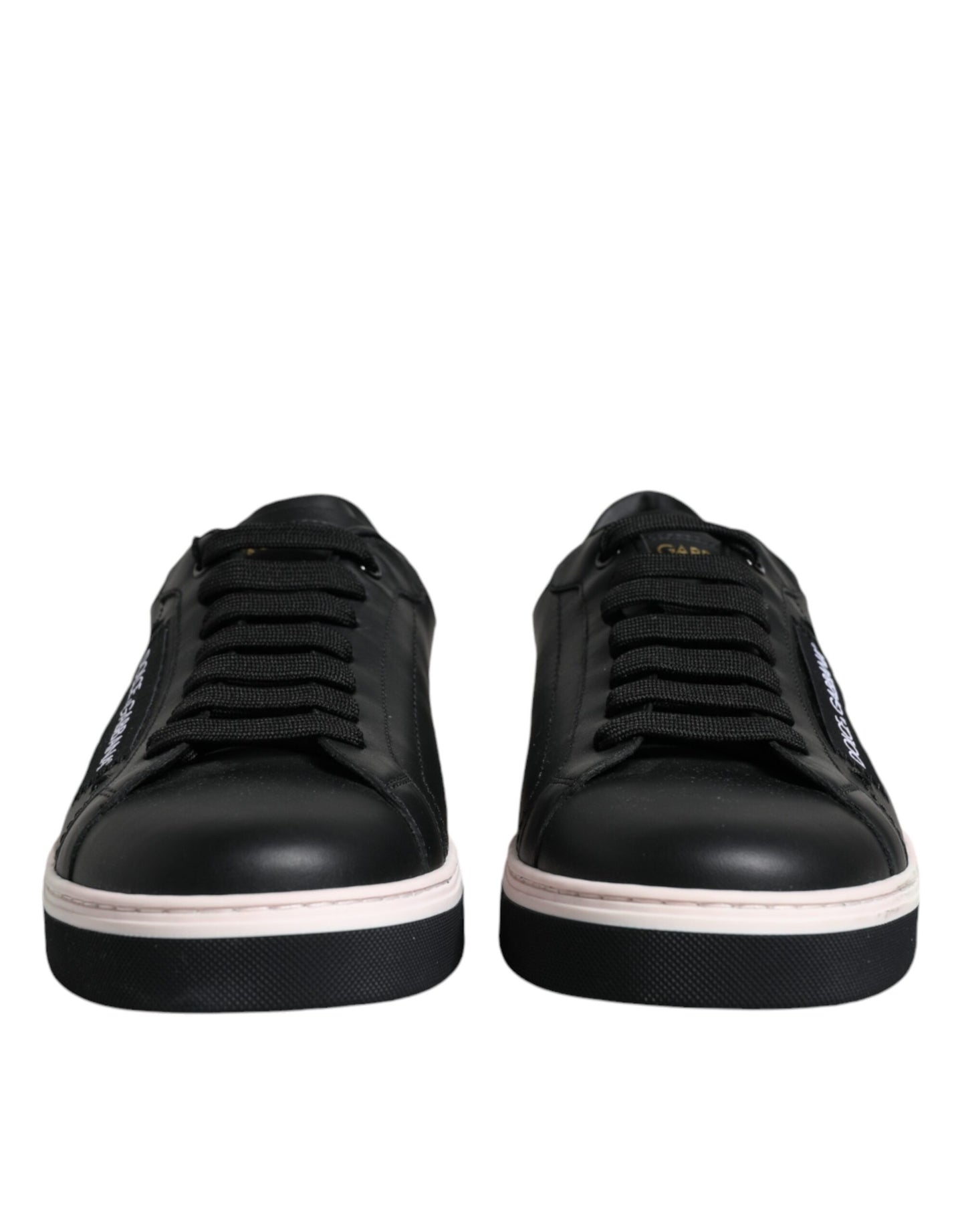 Dolce &amp; Gabbana Herren Sneakers aus schwarzem Leder mit niedrigem Schaft