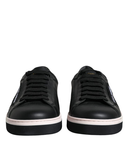 Dolce &amp; Gabbana Herren Sneakers aus schwarzem Leder mit niedrigem Schaft